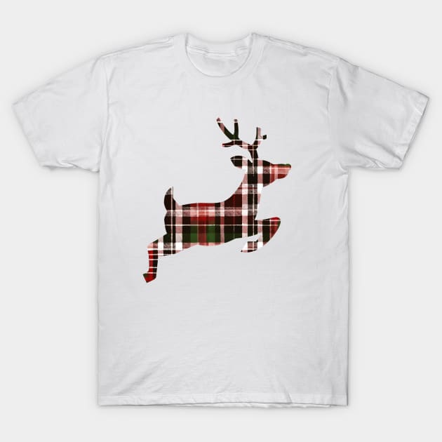 Christmas Plaid Flying Reindeer T-Shirt by nancy.hajjar@yahoo.com